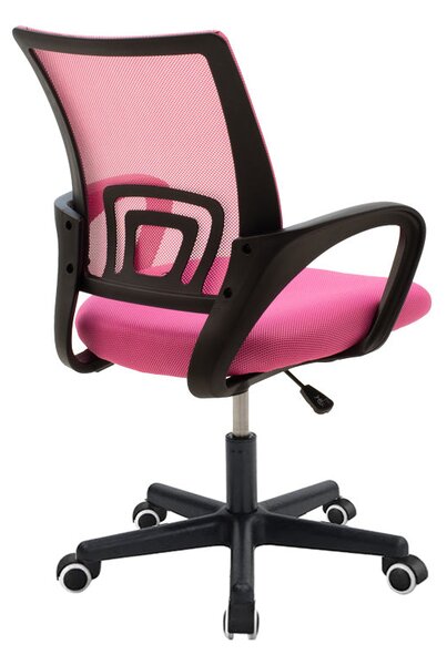 Scaun ergonomic de birou Berto II cu spatar din mesh, – roz/negru, 60x48x85-95 cm