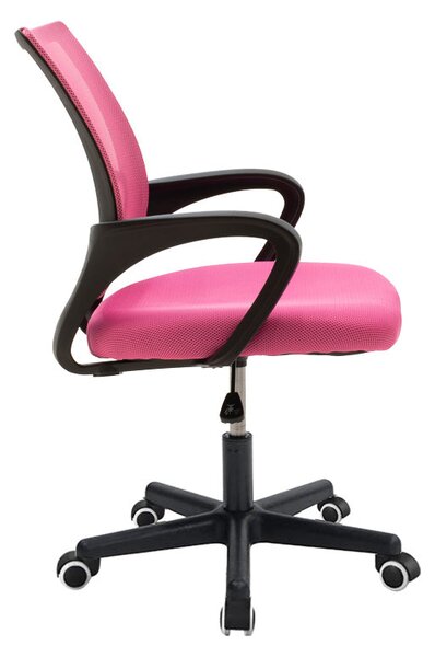 Scaun ergonomic de birou Berto II cu spatar din mesh, – roz/negru, 60x48x85-95 cm