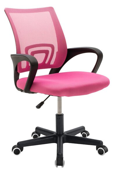 Scaun ergonomic de birou Berto II cu spatar din mesh, – roz/negru, 60x48x85-95 cm