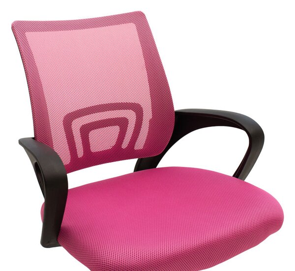 Scaun ergonomic de birou Berto II cu spatar din mesh, – roz/negru, 60x48x85-95 cm