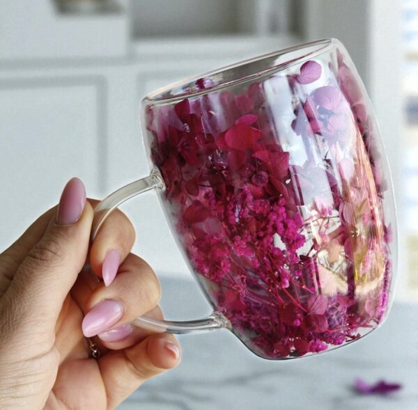 JAKS Pahar termic cu flori în interior 300 ml 1 buc Ruby