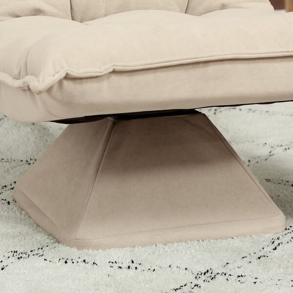 HOMCOM Fotoliu Relax Rotativ 360° cu Spătar Reglabil în 5 Poziții, Fotoliu de Podea cu Șezut Căptușit Gros în Material Textil cu Aspect de In, pentru Living, Lectură, 62x70x95 cm, Bej | Aosom Romania