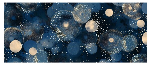 Tablou - Inele Albastru-Aurii (120x50 cm)