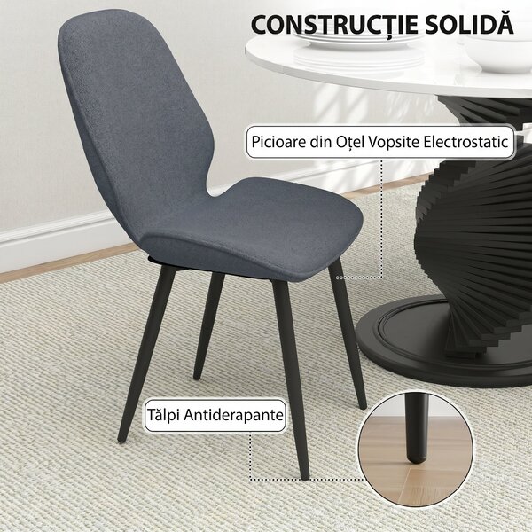 HOMCOM Scaune Tapitate Metalice, Gri Modern | Aosom Romania