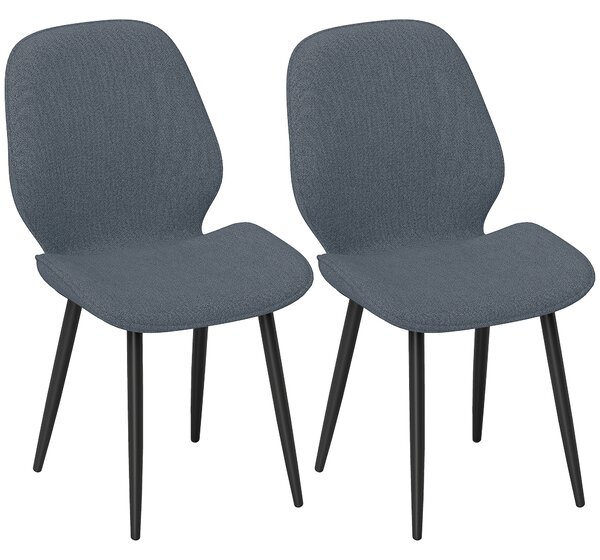 HOMCOM Scaune Tapitate Metalice, Gri Modern | Aosom Romania