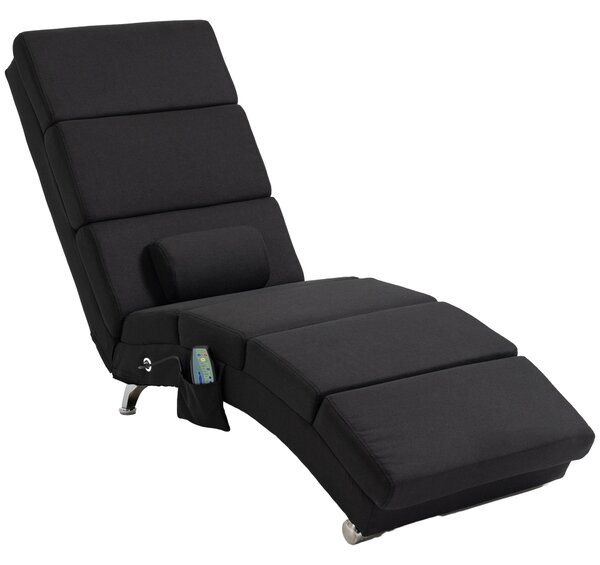 HOMCOM Fotoliu relaxant șezlong de relaxare ergonomic, cu masaj și încălzire, cu telecomandă 56 x 168 x 84 cm negru | Aosom Romania