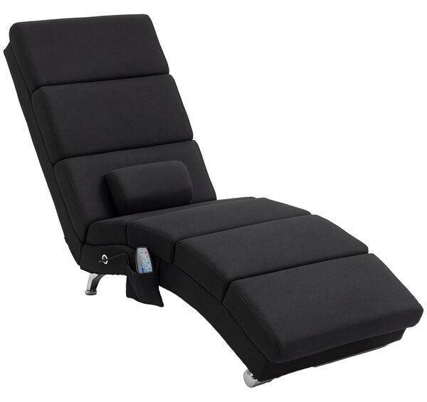 HOMCOM Fotoliu relaxant șezlong de relaxare ergonomic, cu masaj și încălzire, cu telecomandă 56 x 168 x 84 cm negru | Aosom Romania