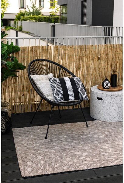 Covor reversibil pentru exterior din plastic reciclat Green Decore Solitaire, 90 x 150 cm, crem