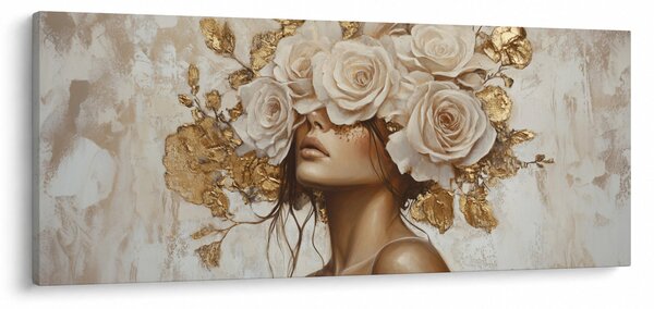 Tablou - Fată cu Trandafiri (120x50 cm)