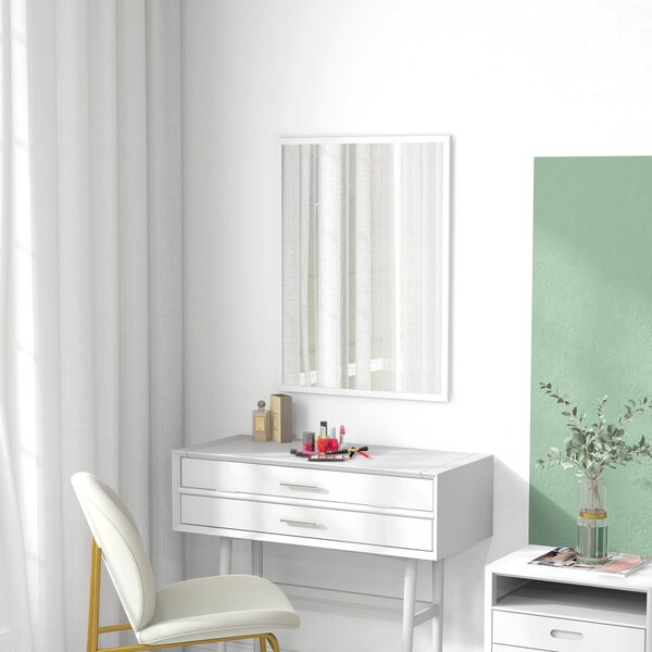 HOMCOM Oglindă Dreptunghiulară de Perete cu Cârlige, Sticlă și MDF, 60x80 cm, Negru | Aosom Romania