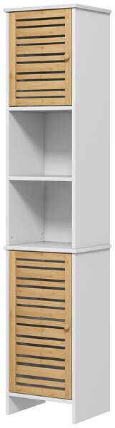 HOMCOM Mobilier Coloană Depozitare Baie bicolore, 2 dulapuri cu raft reglabil și 2 nișe, 35L x 30A x 170Î cm | Aosom Romania