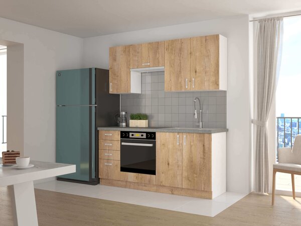 Dulap de bucătărie pentru alimente Sylrona 60 DK 210 2F (alb + stejar lefkas). 1032943