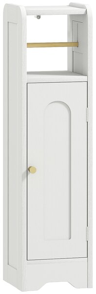 HOMCOM Dulap Compact pentru Baie cu Suport Hârtie Igienică - Alb | Aosom Romania