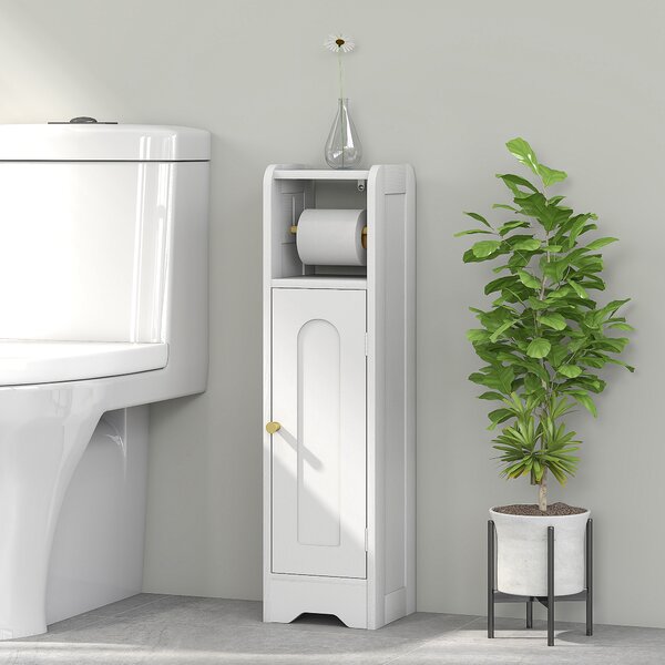 HOMCOM Dulap Compact pentru Baie cu Suport Hârtie Igienică - Alb | Aosom Romania