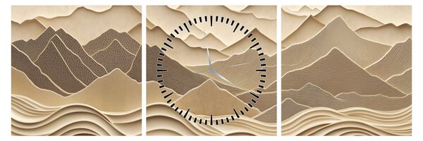 Tablou - Linii Montane 3D (cu ceas) (90x30 cm)