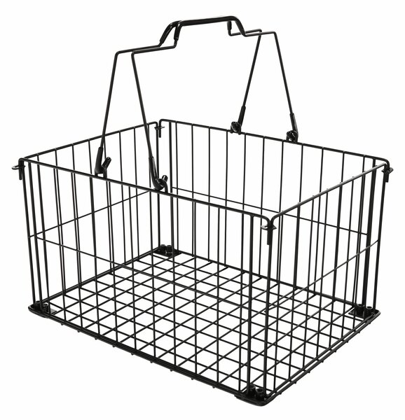 KONDELA Etajeră cu 5 rânduri cu 2 coşuri, negru/natural, RATTO