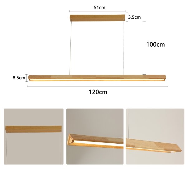 Brilagi - Lustră suspendată cu cablu UMEA WOOD LED/30W/230V 120 cm lemn
