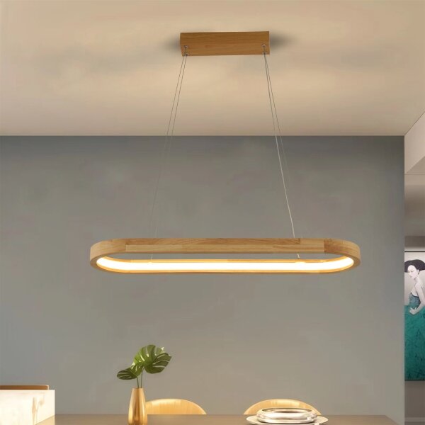 Brilagi - Lustru LED UMEA WOOD suspendat pe cablu, LED/30W/230V, 70x20 cm, lemn