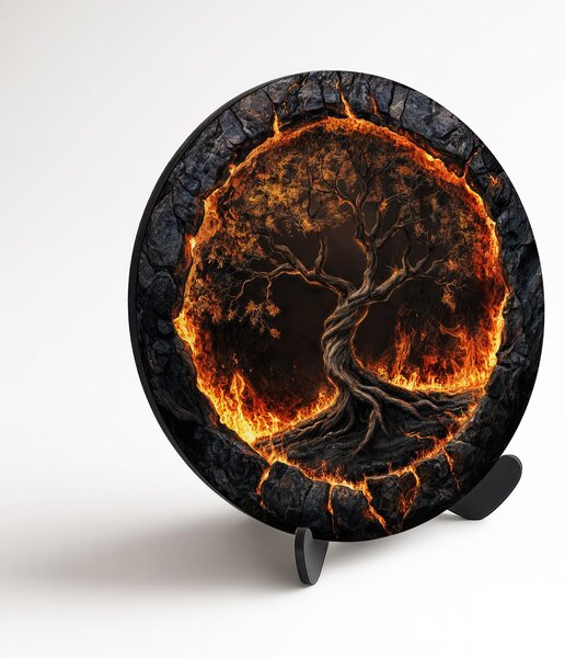 DUBLEZ | Copacul vieții din lemn pentru perete - Volcanic | Imprimare UV premium
