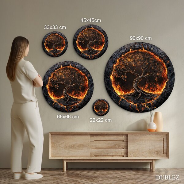 DUBLEZ | Copacul vieții din lemn pentru perete - Volcanic | Imprimare UV premium