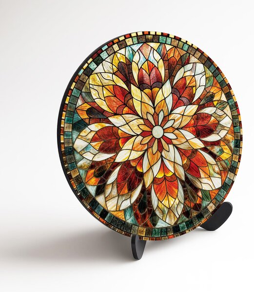 DUBLEZ | Mandala din lemn pentru perete – Culorile lumii | Imprimare UV premium
