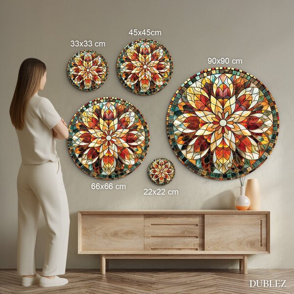 DUBLEZ | Mandala din lemn pentru perete – Culorile lumii | Imprimare UV premium
