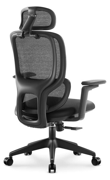 Scaun ergonomic CARSON-H, suport lombar reglabil, tetiera 3D, cotiere 3D, mecanism inclinare/blocare, Mesh, Negru