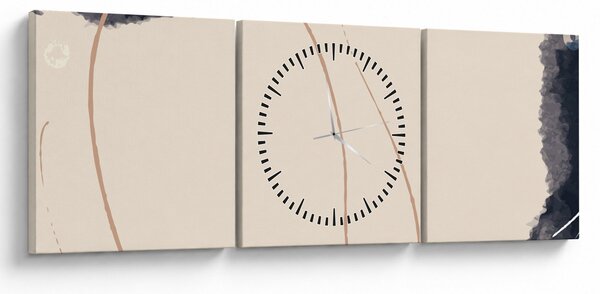 Tablou - Abstractizare bej (cu ceas) (90x30 cm)