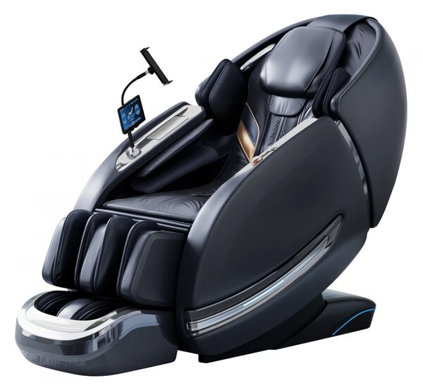 Fotoliu de masaj LUXOR L183 PRO, AI voce, Incalzire, Bluetooth, Zero Gravity SL-Track Shiatsu, Joystick și suport pentru telefon, Controler rapid cotiera, 2 Boxe, Moduri Automate, Suport Picioare extensibil, Piele PU Premium, Negru
