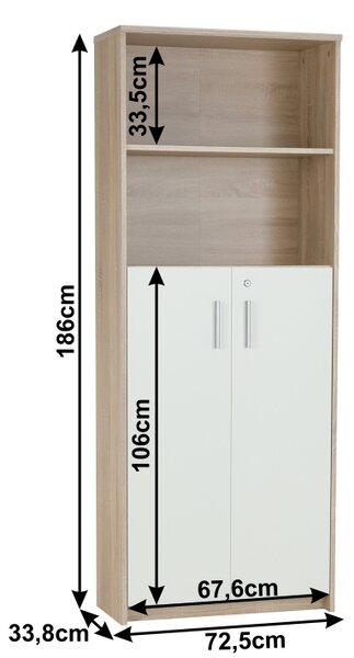 KONDELA Etajeră cu poliţe, stejar sonoma/alb, JOHAN 2 NEW 10