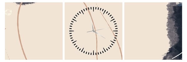 Tablou - Abstractizare bej (cu ceas) (90x30 cm)