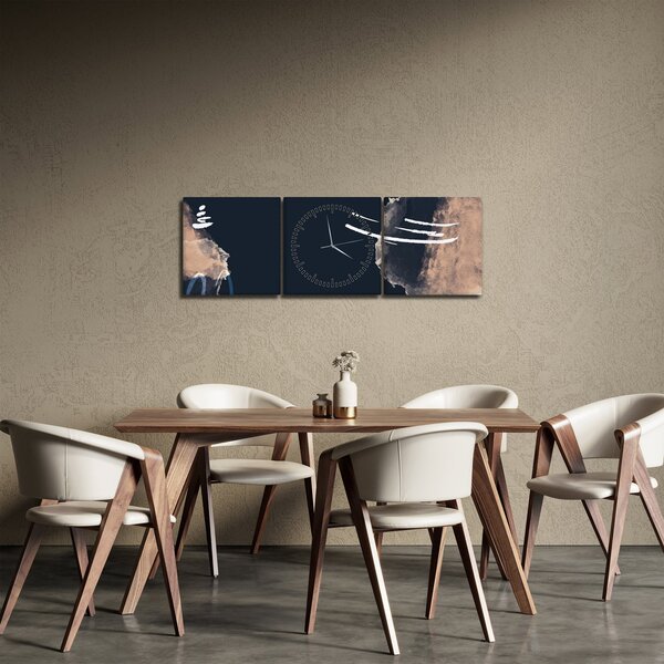 Tablou - Abstracție albastru închis (cu ceas) (90x30 cm)