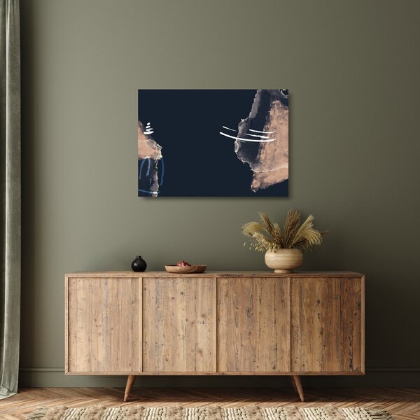 Tablou pe sticlă - Abstracție albastru închis (70x50 cm)