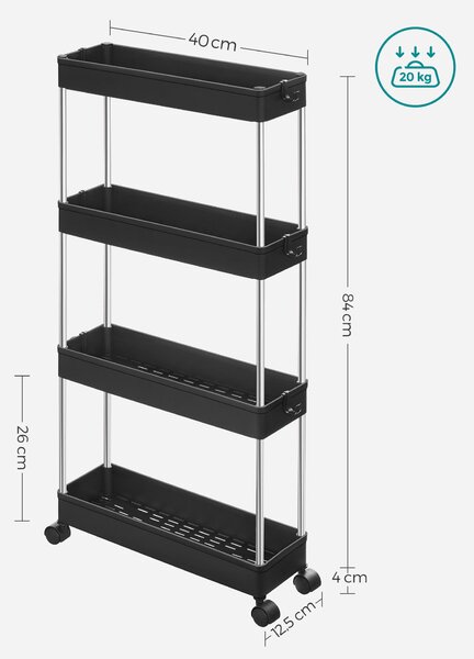 Raft ingust pe roti MOBIX cu 4 cosuri, negru