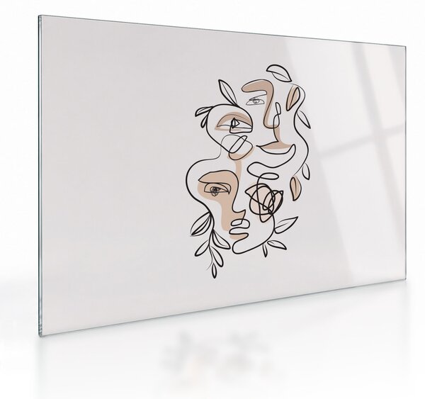 Tablou pe sticlă - Line art facials (70x50 cm)