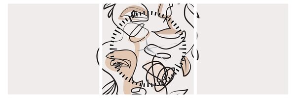 Tablou - Line art facials (cu ceas) (90x30 cm)