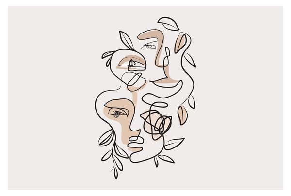 Tablou - Line art facials (90x60 cm)