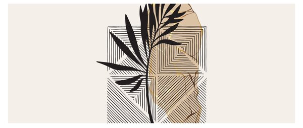 Tablou - Abstracție cu frunze tropicale N⁰1 (120x50 cm)