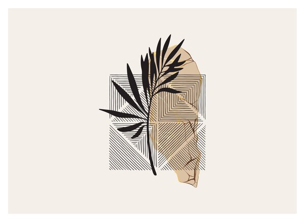 Tablou pe sticlă - Abstracție cu frunze tropicale N⁰1 (70x50 cm)