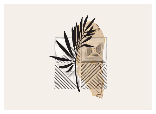 Tablou - Abstracție cu frunze tropicale N⁰1 (70x50 cm)