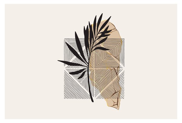 Tablou - Abstracție cu frunze tropicale N⁰1 (90x60 cm)