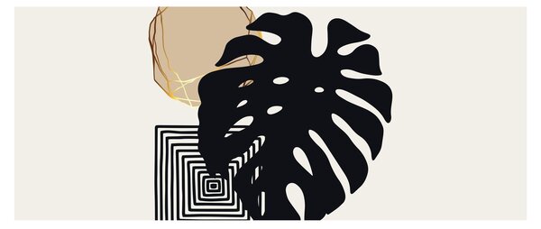 Tablou - Abstracție cu frunze tropicale N⁰2 (120x50 cm)