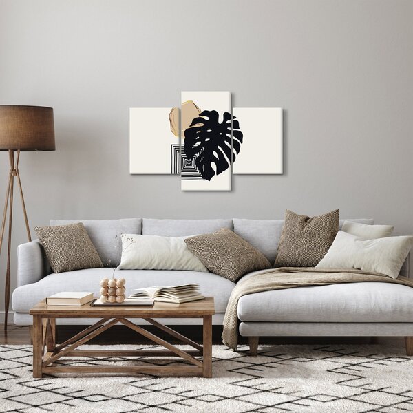 Tablou - Abstracție cu frunze tropicale N⁰2 (90x60 cm)