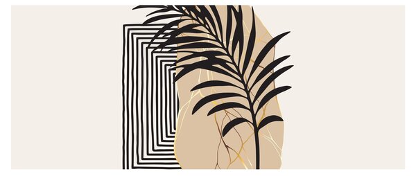 Tablou - Abstracție cu frunze tropicale N⁰3 (120x50 cm)