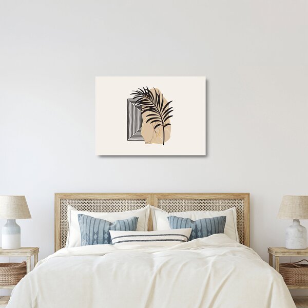 Tablou pe sticlă - Abstracție cu frunze tropicale N⁰3 (70x50 cm)