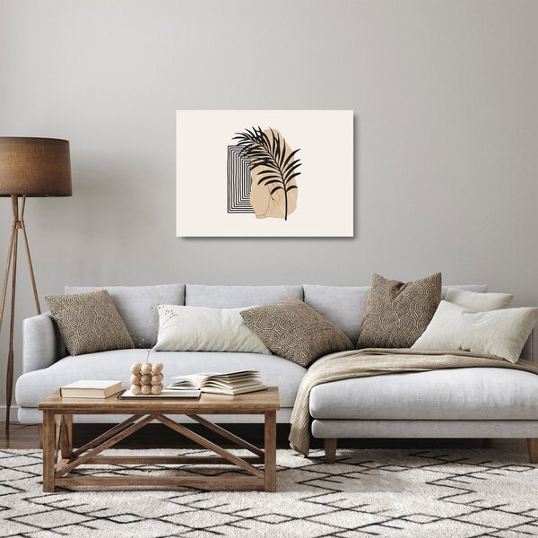 Tablou pe sticlă - Abstracție cu frunze tropicale N⁰3 (70x50 cm)