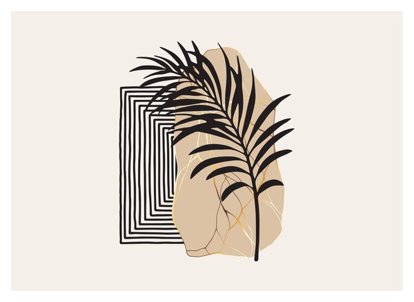 Tablou - Abstracție cu frunze tropicale N⁰3 (70x50 cm)