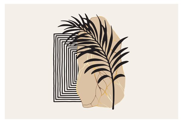 Tablou - Abstracție cu frunze tropicale N⁰3 (90x60 cm)