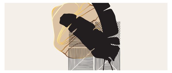 Tablou - Abstracție cu frunze tropicale N⁰4 (120x50 cm)