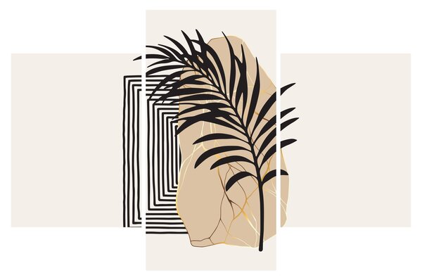 Tablou - Abstracție cu frunze tropicale N⁰3 (90x60 cm)